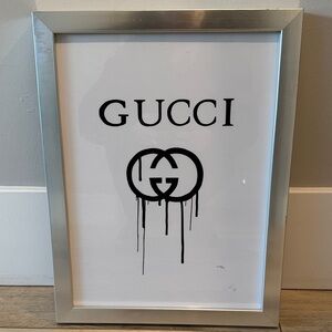 Gucci Black and Silver Framed Art